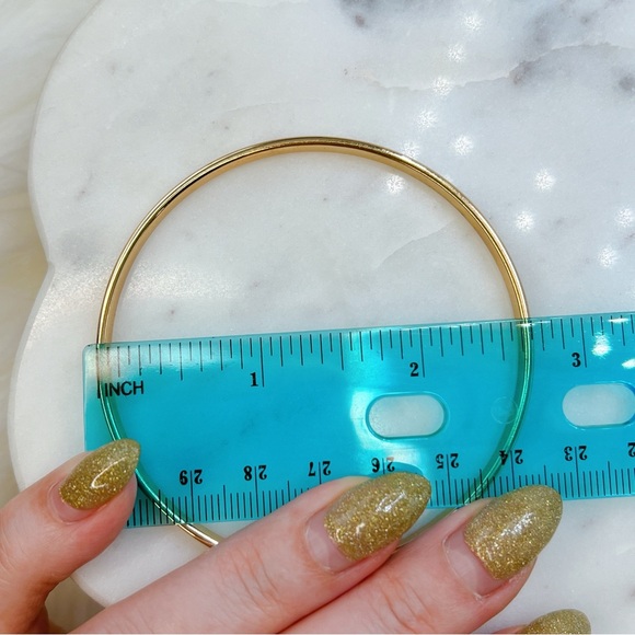 Yellow gold plated 3 bangle bracelet set 🌟 M fit - Picture 6 of 8